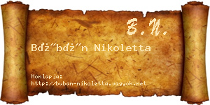 Búbán Nikoletta névjegykártya